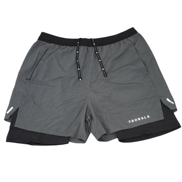 YoungLA Soft Breathable Stretchy Compression Shorts w Pocket Men's (FITS LIKE M)